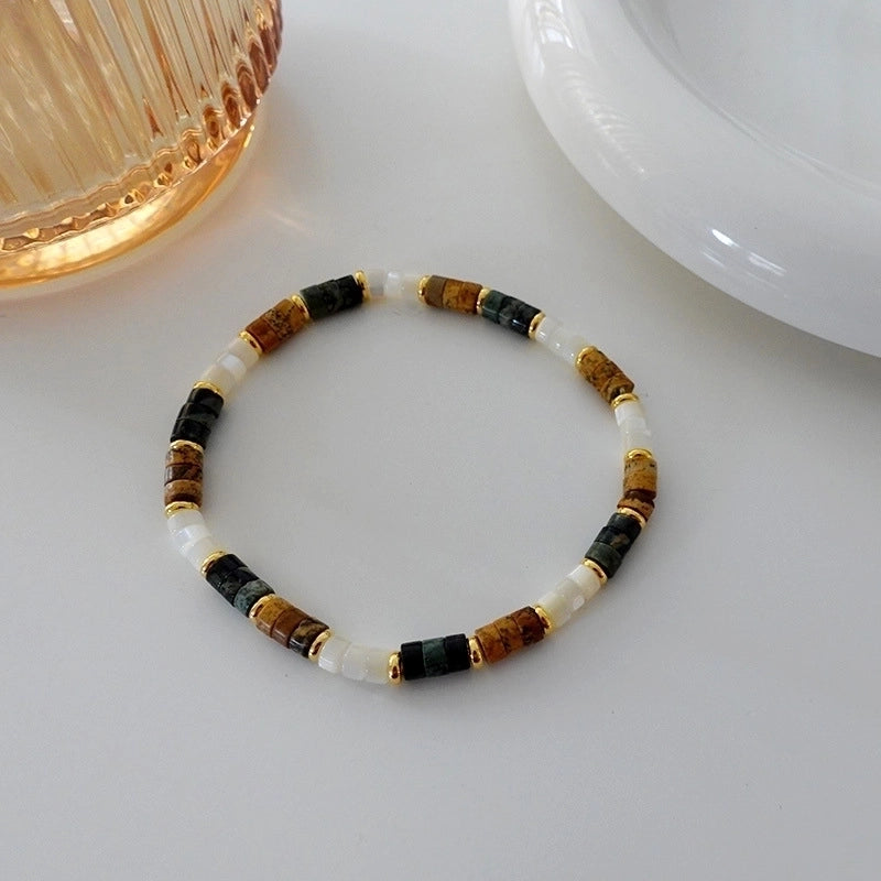 Minimalist Geometric Natural Stone Tiger Eye Pendant Necklace In Bulk