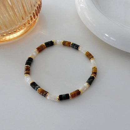 Minimalist Geometric Natural Stone Tiger Eye Pendant Necklace In Bulk