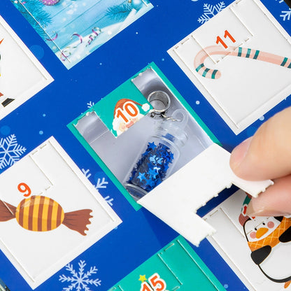 24 Grid Christmas Bracelet Blind Box Set Snowflake Drop Oil Beaded Bracelet Blue Glass Bottle Elderly Bell