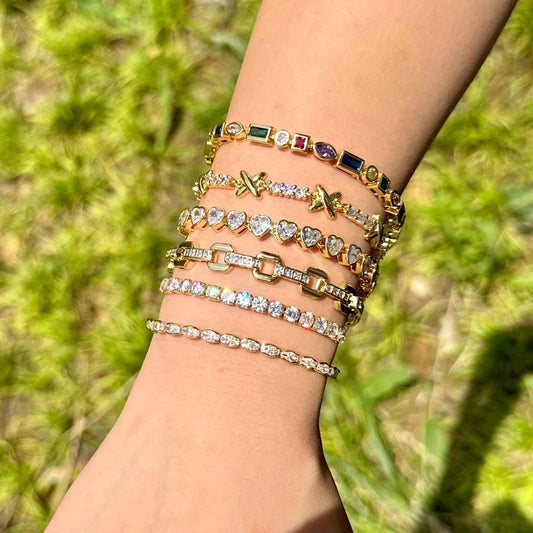 Same Geometric Zircon Bracelet High Quality Copper Materials With 18k Gold Plated Bracelet For Men And Women