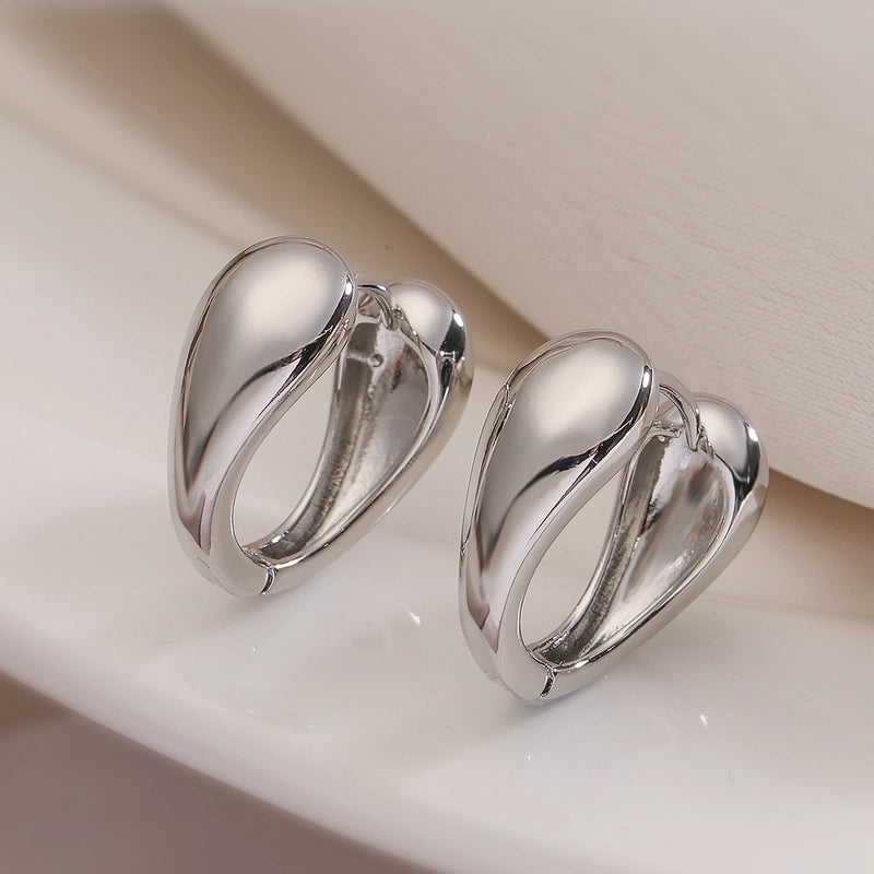 1 Pair Minimalist Commute Geometric Copper 18K Gold Plated Earrings