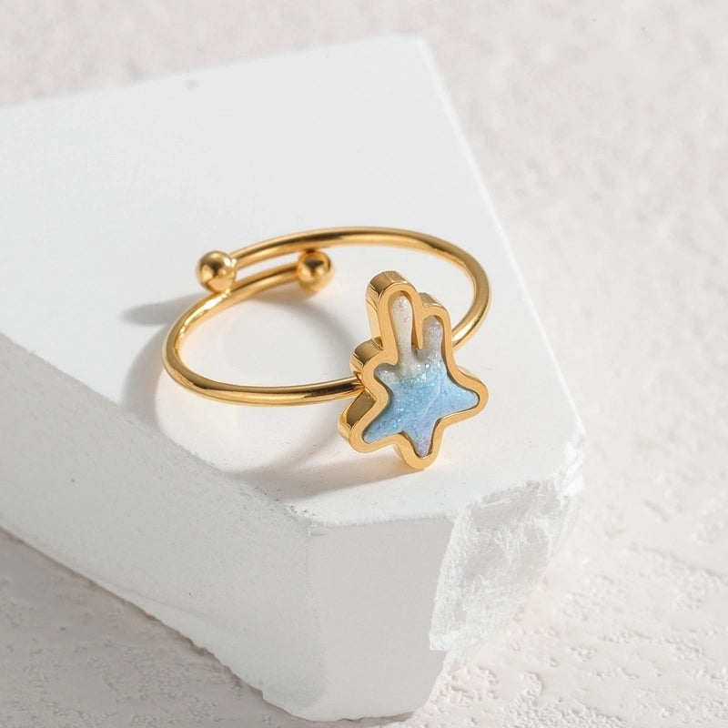 Cute Butterfly 304 Stainless Steel 18K Gold Plated Open Rings