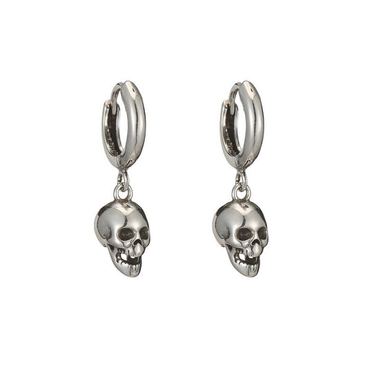 1 Pair Skull Plating Copper Earrings