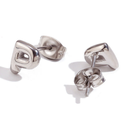 Minimalist Letter Number Geometric Text Stainless Steel 18K Gold Plated Stud Earrings