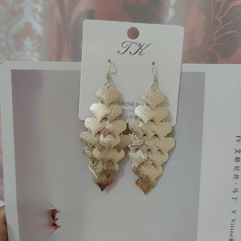 2 Pieces Elegant Star Tassel Heart Shape Inlay Alloy Artificial Pearls Rhinestones Glass Earrings