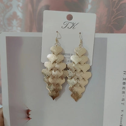 2 Pieces Elegant Star Tassel Heart Shape Inlay Alloy Artificial Pearls Rhinestones Glass Earrings