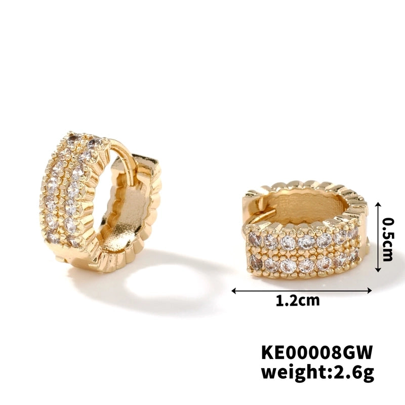 1 Pair Hip-Hop Minimalist Circle Plating Inlay Copper Zircon K Gold Plated Earrings