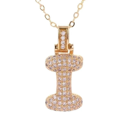 Fashion Copper Plated Real Gold Micro-inlaid Zircon Letter Pendant Necklace