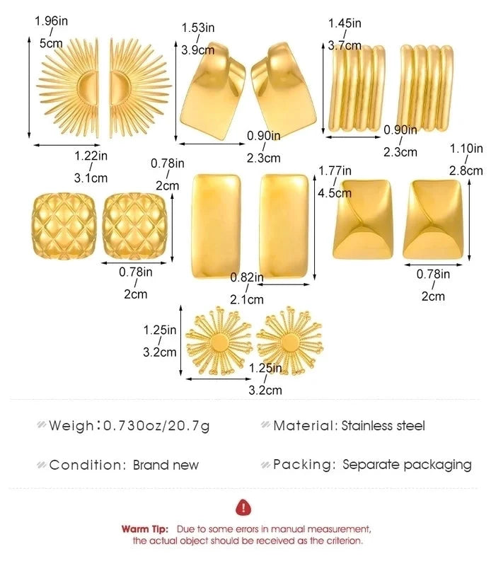 1 Pair Elegant Streetwear Geometric Plating 304 Stainless Steel Ear Studs