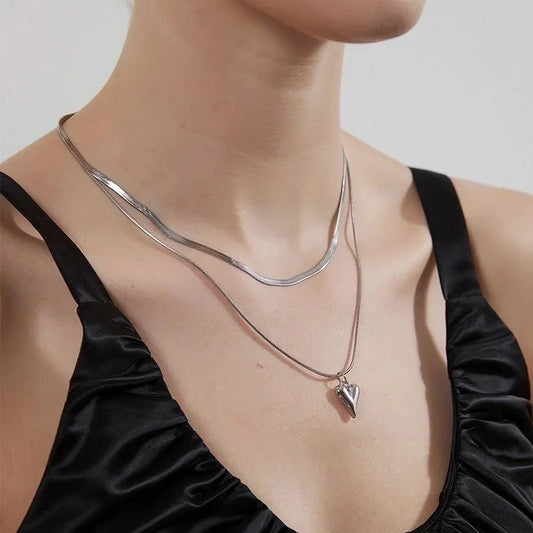 304 Stainless Steel Heart Shape Pendant Necklace