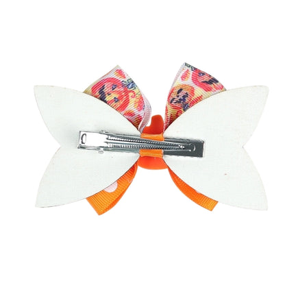 Funny Kid'S Halloween Pattern Pumpkin Bat Ribbon Sequins Bowknot Hair Clip