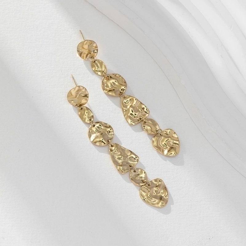 1 Pair Elegant Lady Modern Style Round Leaves Tassel Plating Titanium Steel 18K Gold Plated Drop Earrings