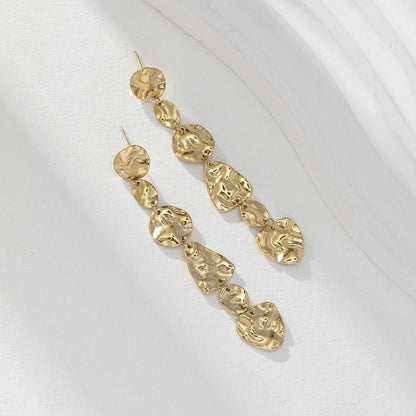 1 Pair Elegant Lady Modern Style Round Leaves Tassel Plating Titanium Steel 18K Gold Plated Drop Earrings