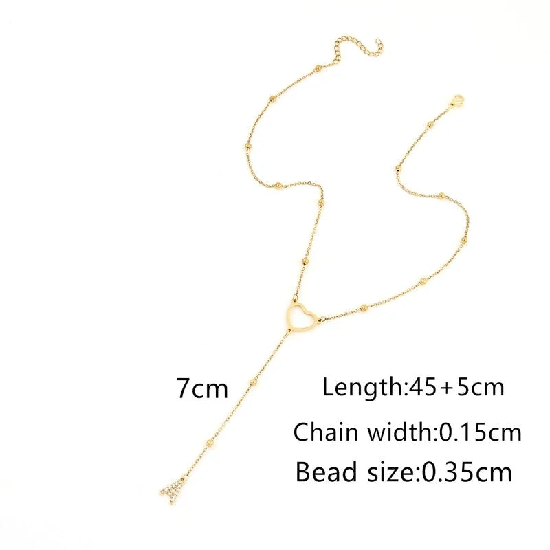 Elegant Minimalist Classic Style Letter Heart Shape 201 Stainless Steel 304 Stainless Steel Copper Zircon Stainless Steel Necklaces