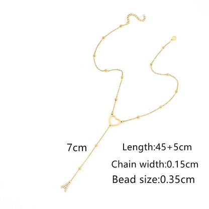 Elegant Minimalist Classic Style Letter Heart Shape 201 Stainless Steel 304 Stainless Steel Copper Zircon Stainless Steel Necklaces