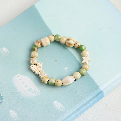 Jingdezhen Ceramic Bracelet New Color-free Women's Summer Student's Antique Beaded Bracelet Small Fresh And Popular