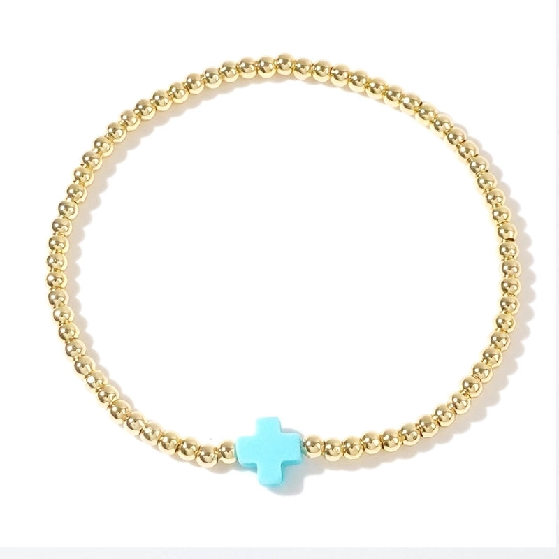 Arylic Copper Beaded Cross Bracelets
