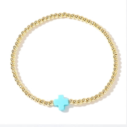 Arylic Copper Beaded Cross Bracelets