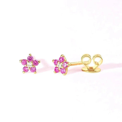 1 Pair Minimalist Flower Plating Inlay Copper Zircon White Gold Plated Gold Plated Ear Studs