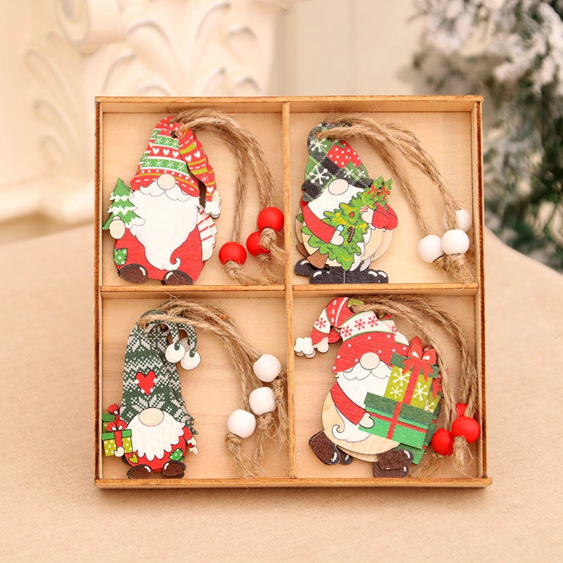 Christmas Cute Gingerbread Doll Car Wood Party Festival Hanging Ornaments Decorations Hanging Ornaments