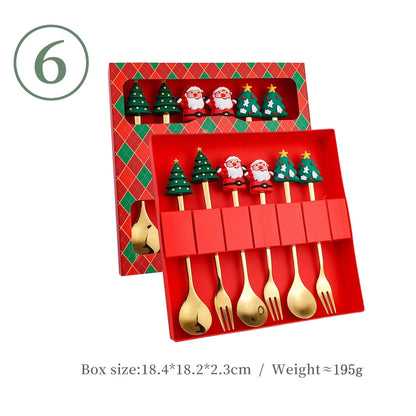 J Christmas Spoon Suit Cartoon Funny Christmas Tree Dessert Cake Spoon Creative Tableware Christmas Gift