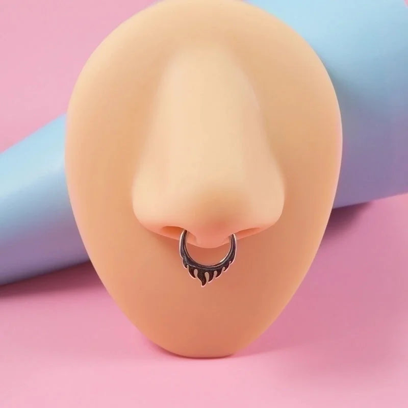 1 Piece Nose Rings & Studs Minimalist Flame Bat 304 Stainless Steel Plating 18K Gold Plated