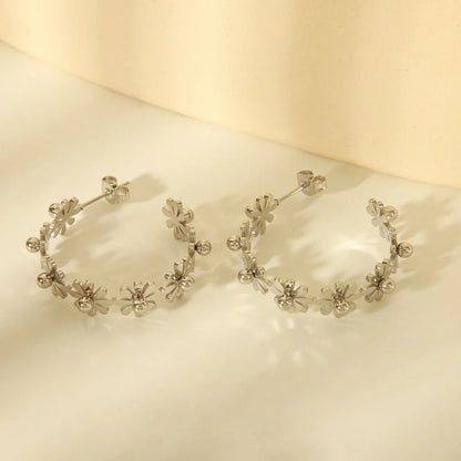IG Style Flower Geometric Stainless Steel Electroplating Earrings