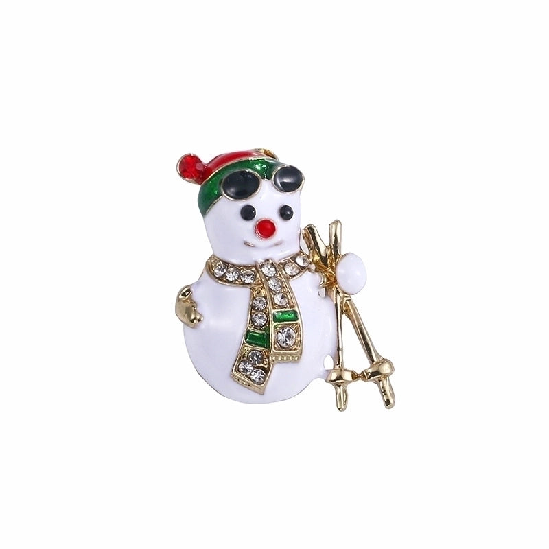 Cartoon Style Pin Christmas Tree Alloy Enamel Rhinestones Unisex Brooches