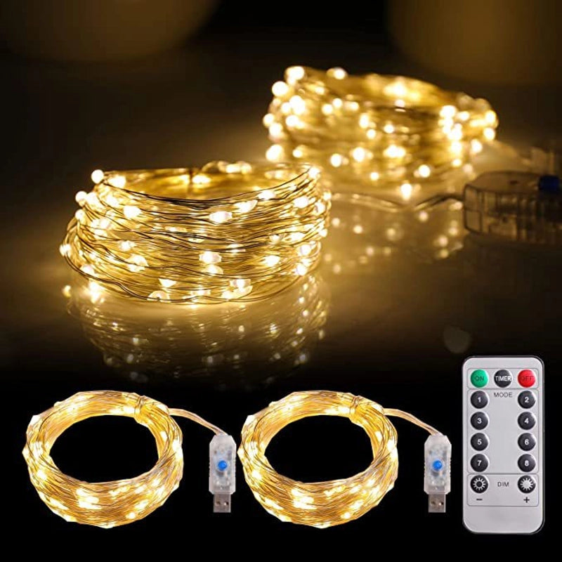 LED Light String Eight Function USB Waterproof Battery Box Remote Control Copper Wire Light String Leather Wire Light String Christmas Decorative Colored Light String