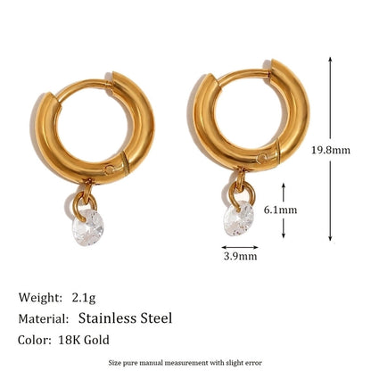 1 Pair Minimalist Geometric 304 Stainless Steel 18K Gold Plated Drop Earrings