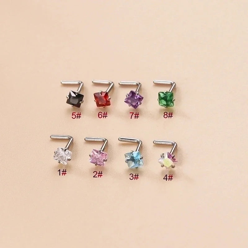 1 Piece Nose Rings & Studs Fashion Geometric 316L Stainless Steel Zircon