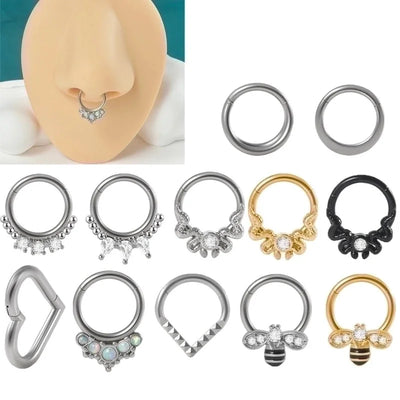 2 Pieces Nose Rings & Studs Modern Style Minimalist Shiny Water Droplets 304 Stainless Steel Copper Plating Inlay Synthetic Opal Rhinestones Zircon 18K Gold Plated