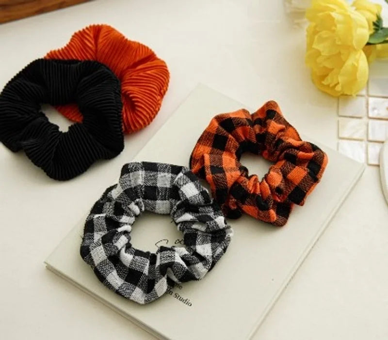 Fashion Plaid Solid Color Cloth Hair Tie