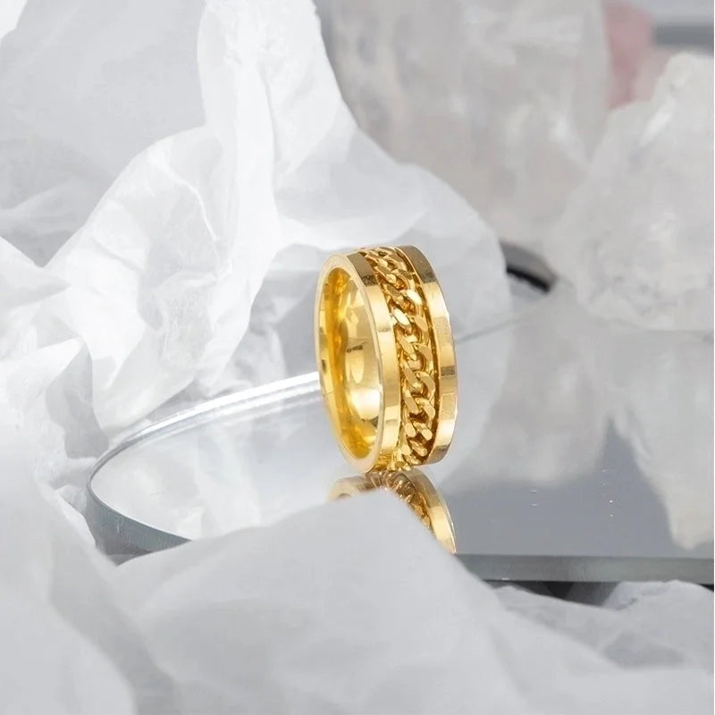 Hip-hop Geometric Stainless Steel Plating Rings