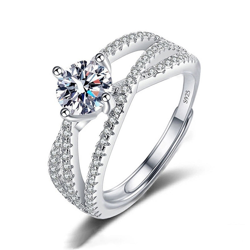 Copper Minimalist Classic Style Inlay Solid Color Zircon Rings