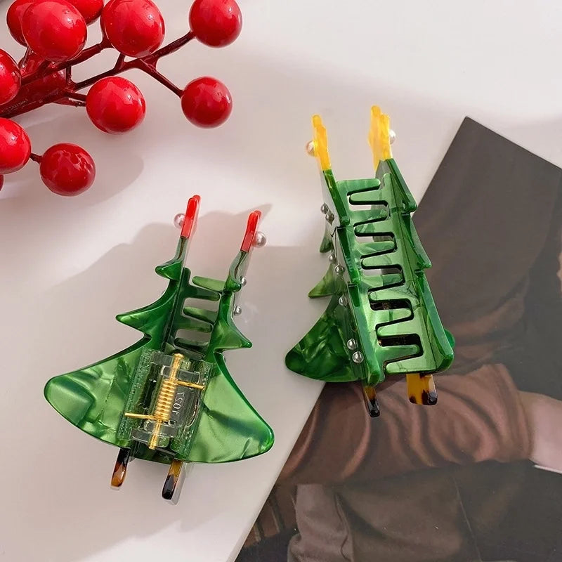 Christmas Cute Women's Christmas Tree Bow Knot Bell Acetic Acid Sheets Hair Claws