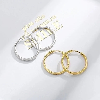 1 Pair Streetwear Solid Color Titanium Steel 18K Gold Plated Hoop Earrings