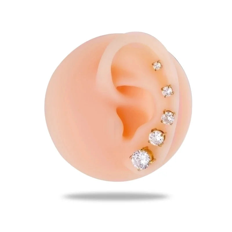 1 Piece Ear Cartilage Rings & Studs Minimalist Round 316L Stainless Steel Plating Inlay Zircon