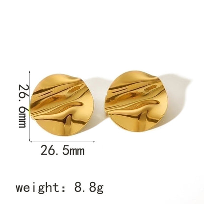 1 Pair Minimalist Quadrilateral Circle Heart Shape Polishing Plating 304 Stainless Steel 18K Gold Plated Ear Studs