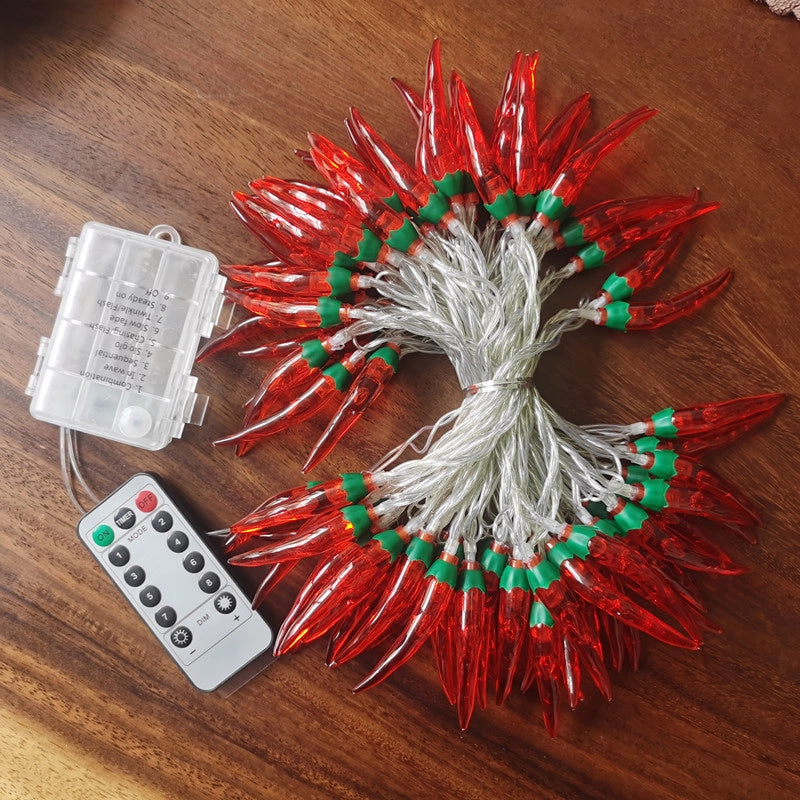 LED Red Pepper Colored Lights String Lights Flashing Lights New Year Christmas Holiday Decorative Atmosphere Lights New Year Home Layout Lighting