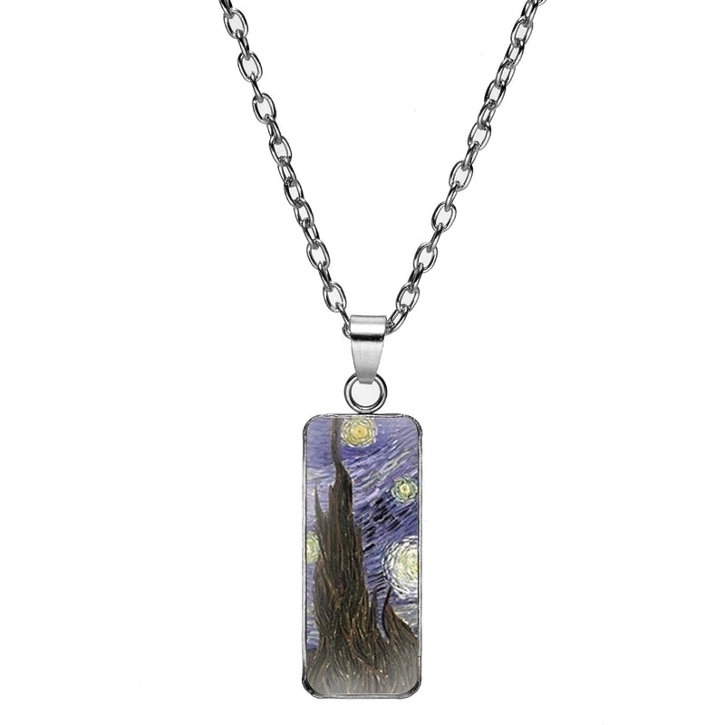 Alloy Classic Style Inlay Sunflower Starry Sky Glass Pendant Necklace