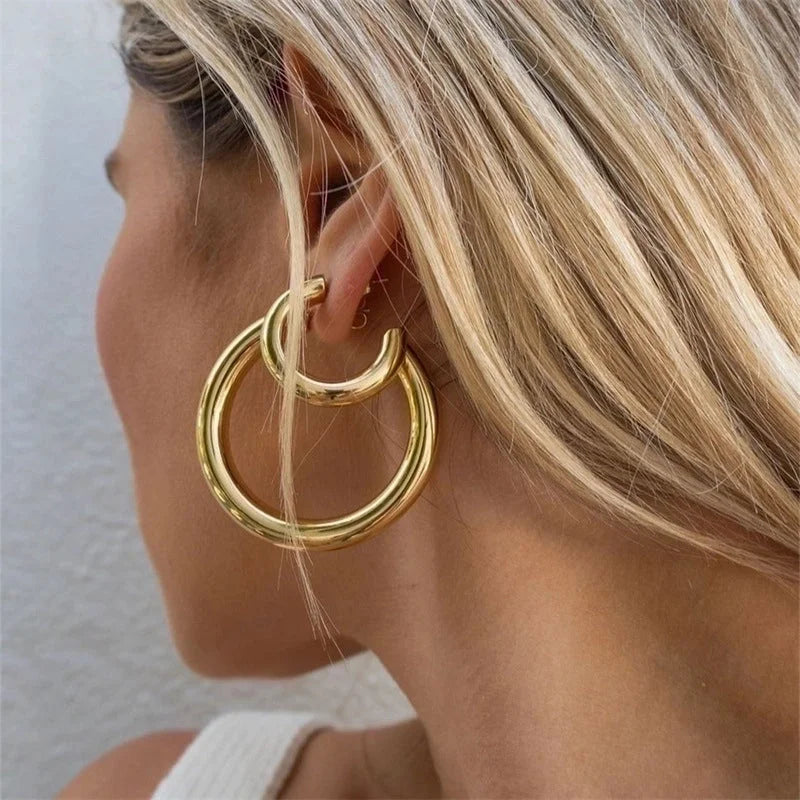 Fashion Geometric Stainless Steel No Inlaid 14K Gold Plated Earrings