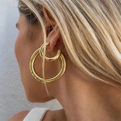 Fashion Geometric Stainless Steel No Inlaid 14K Gold Plated Earrings