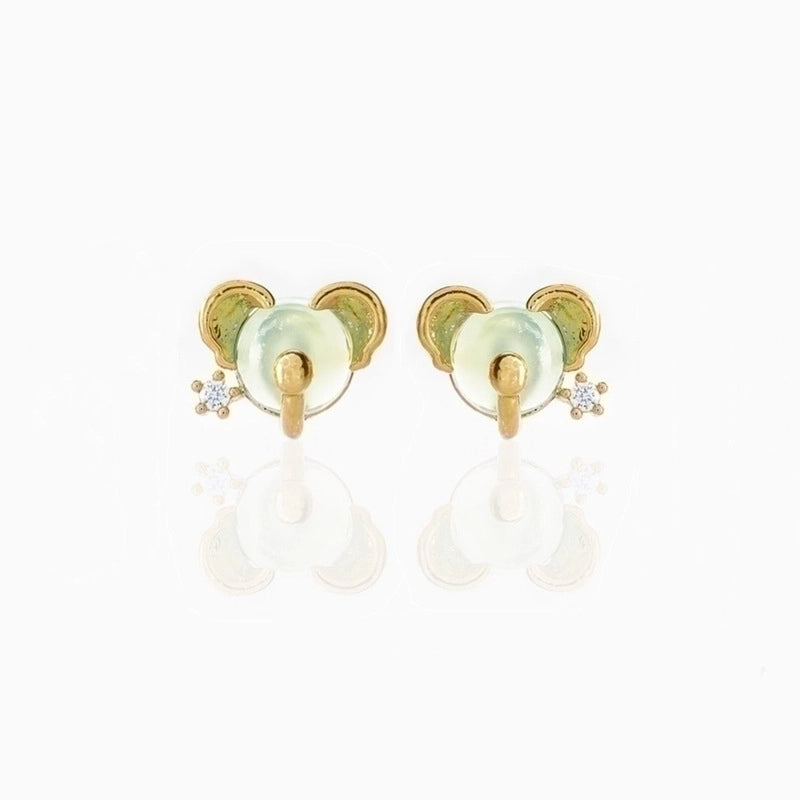 Fashion Animal Brass Artificial Gemstones Earrings Ear Studs