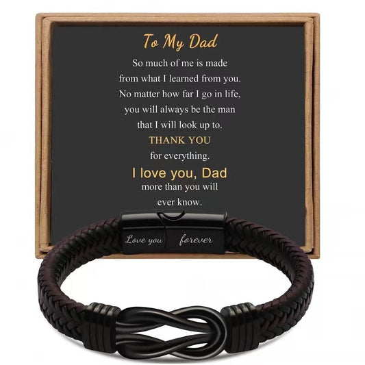 New Stainless Steel Leather Bracelet Christmas Gift Magnetic Buckle Twist Stainless Steel Men's Bracelet