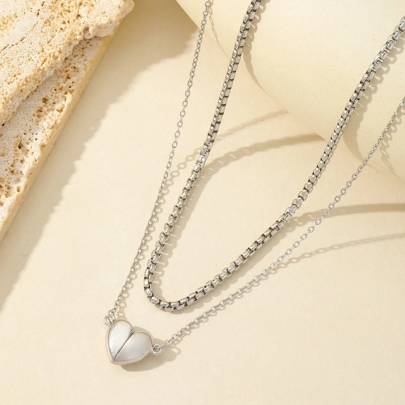 Casual Romantic Heart Shape 304 Stainless Steel 18K Gold Plated Double Layer Necklaces