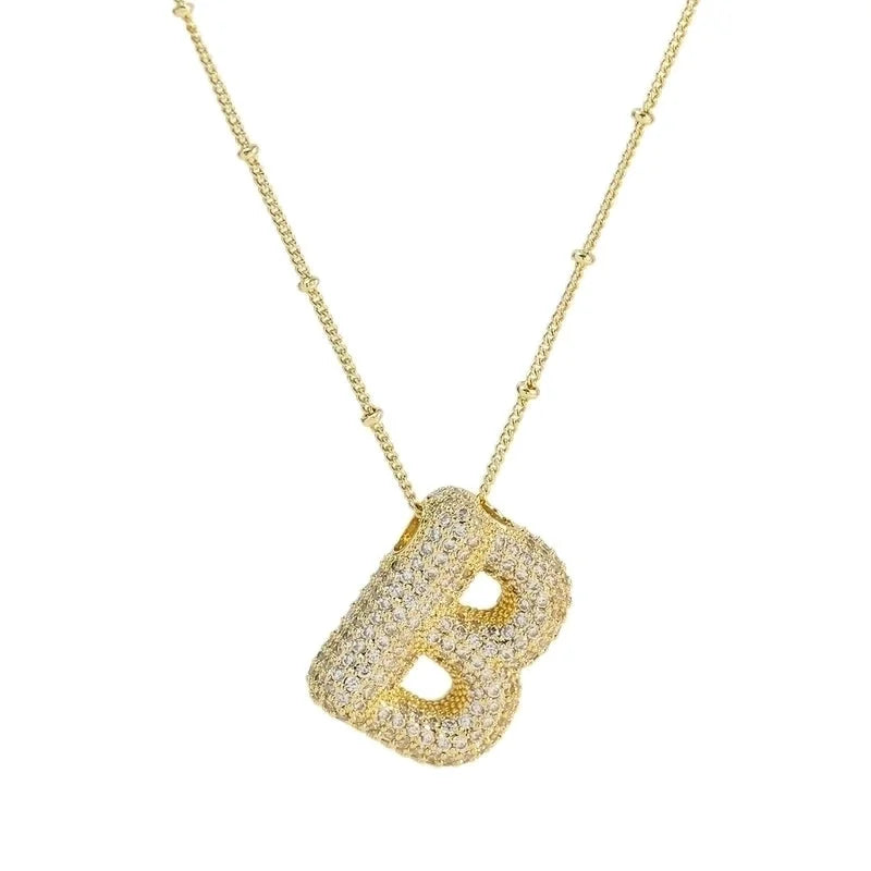Casual Minimalist Letter Brass Plating Zircon Pendant Necklace 1 Piece