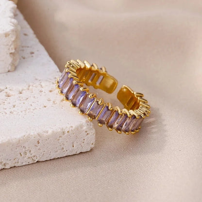 Copper Inlay Solid Color Rhinestones Rings