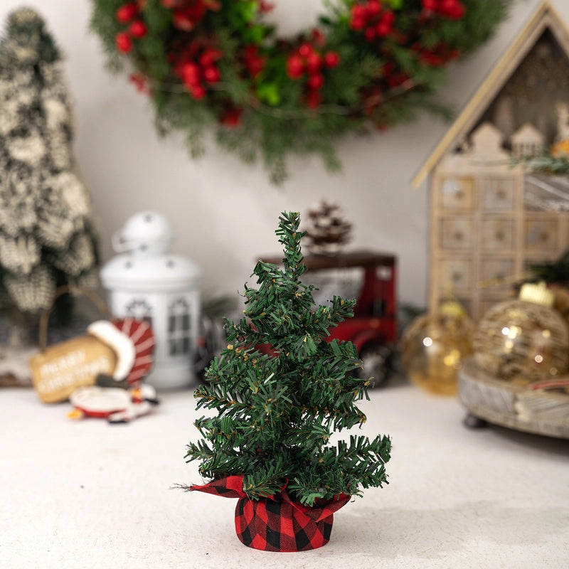 Christmas Cute Christmas Tree Plaid PVC Holiday Family Gathering Party Ornaments Decorations Table Decoration