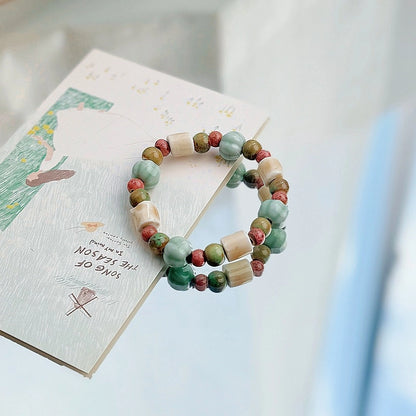 Jingdezhen Ceramic Bracelet New Color-free Women's Summer Student's Antique Beaded Bracelet Small Fresh And Popular